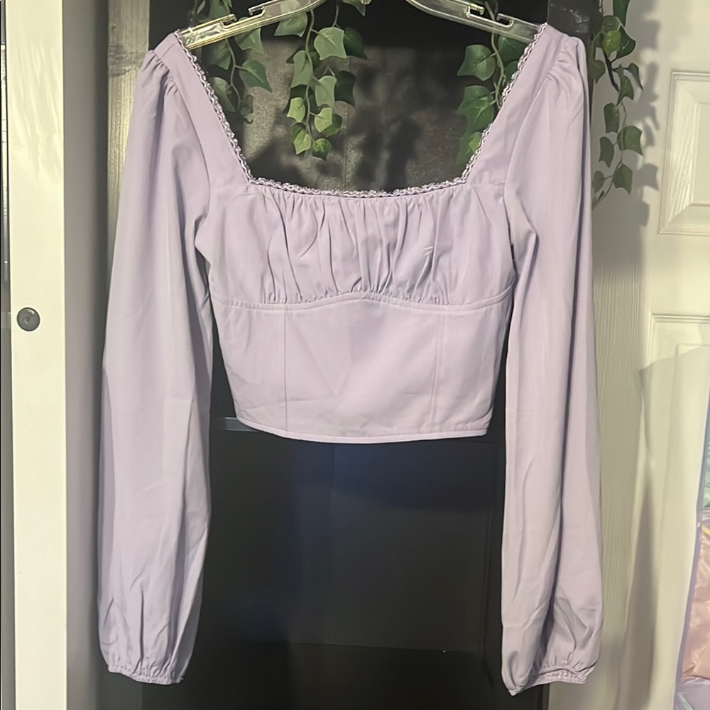 L.A. HEARTS Lavender Long Sleeve Women's Crop Top